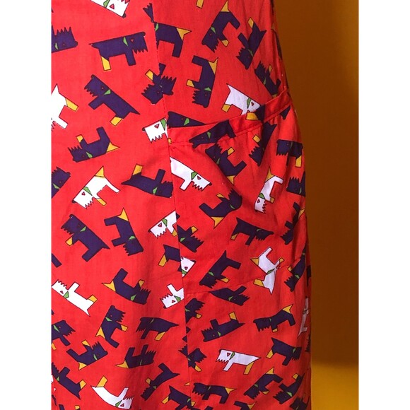 1960s KAY WHITNEY DOG Print Front Zipper Cotton Dress W/Hip Pockets. Small - Picture 9 of 10